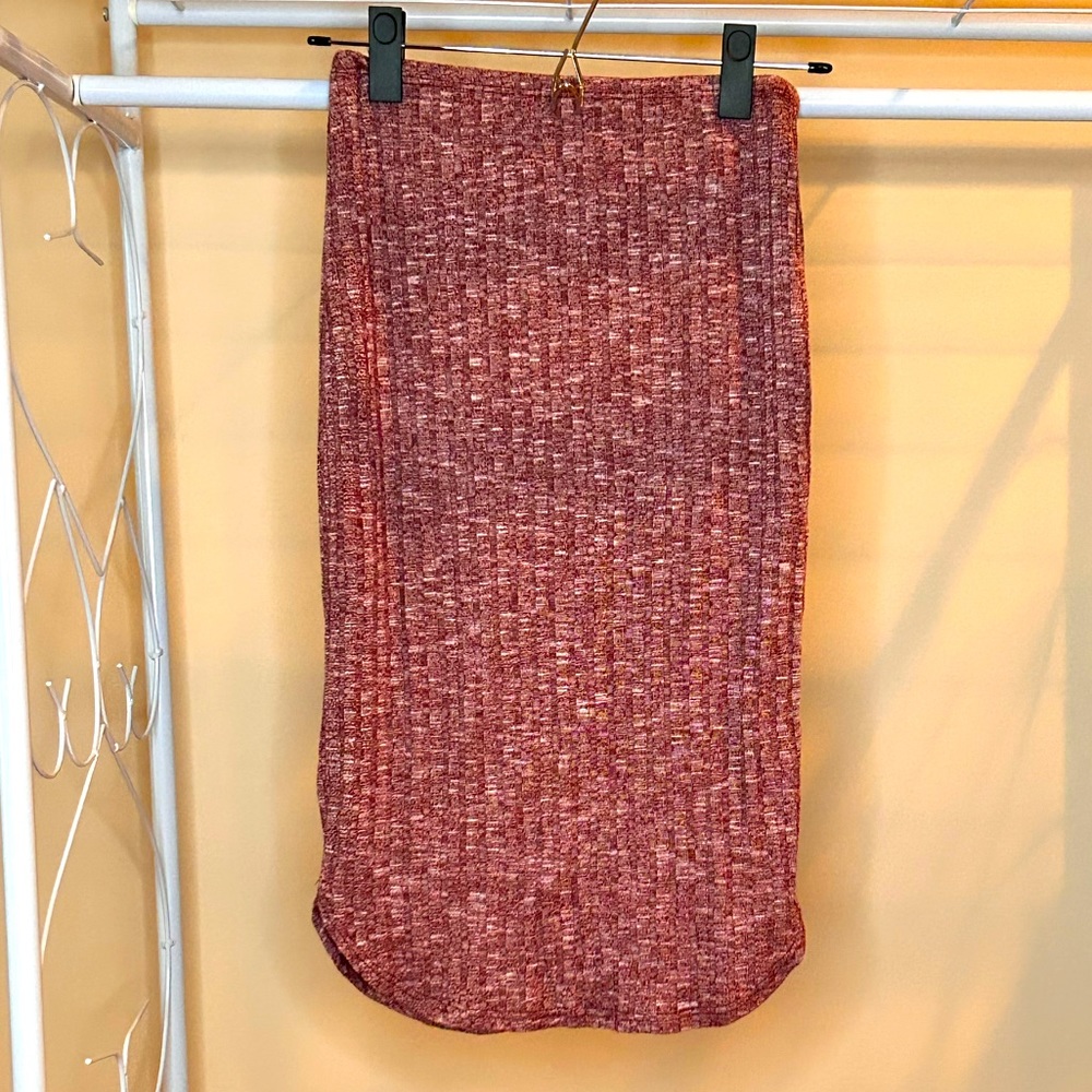 Burgundy Midi Skirt, High-rise, Size Small